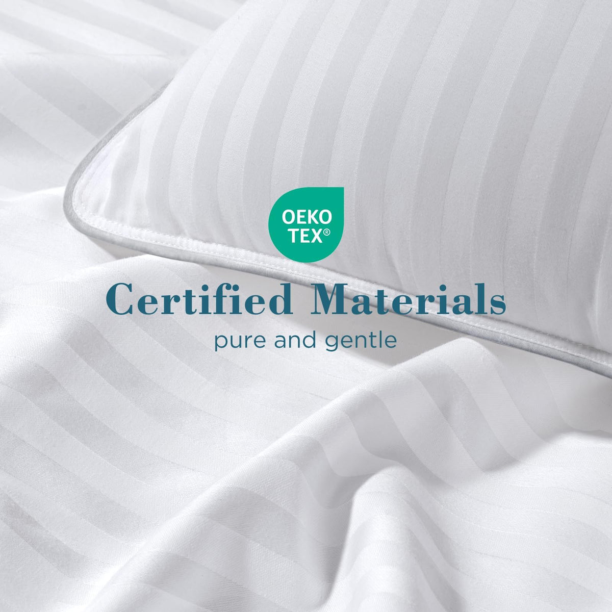 King Size Set of 2 Striped White Pillows N493251