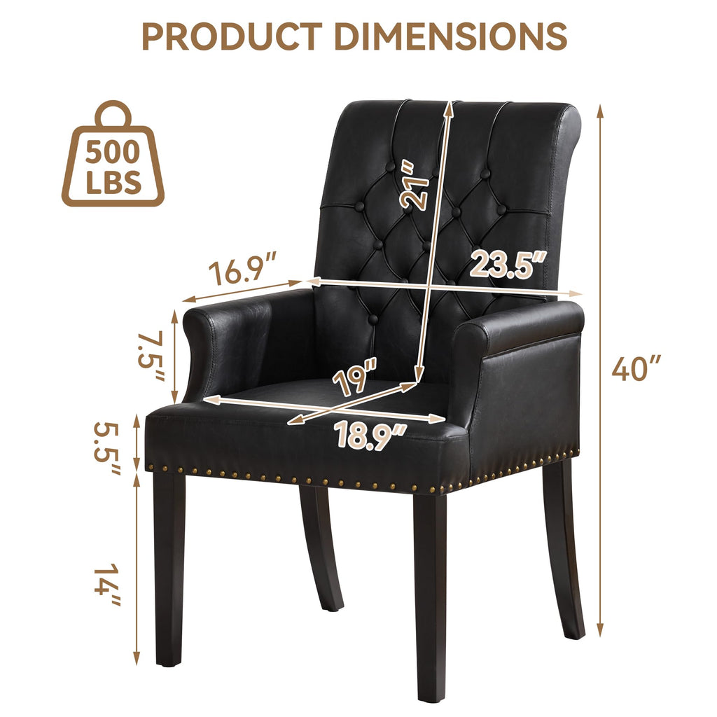 Black PU Leather Dining Chair with Arms V18272