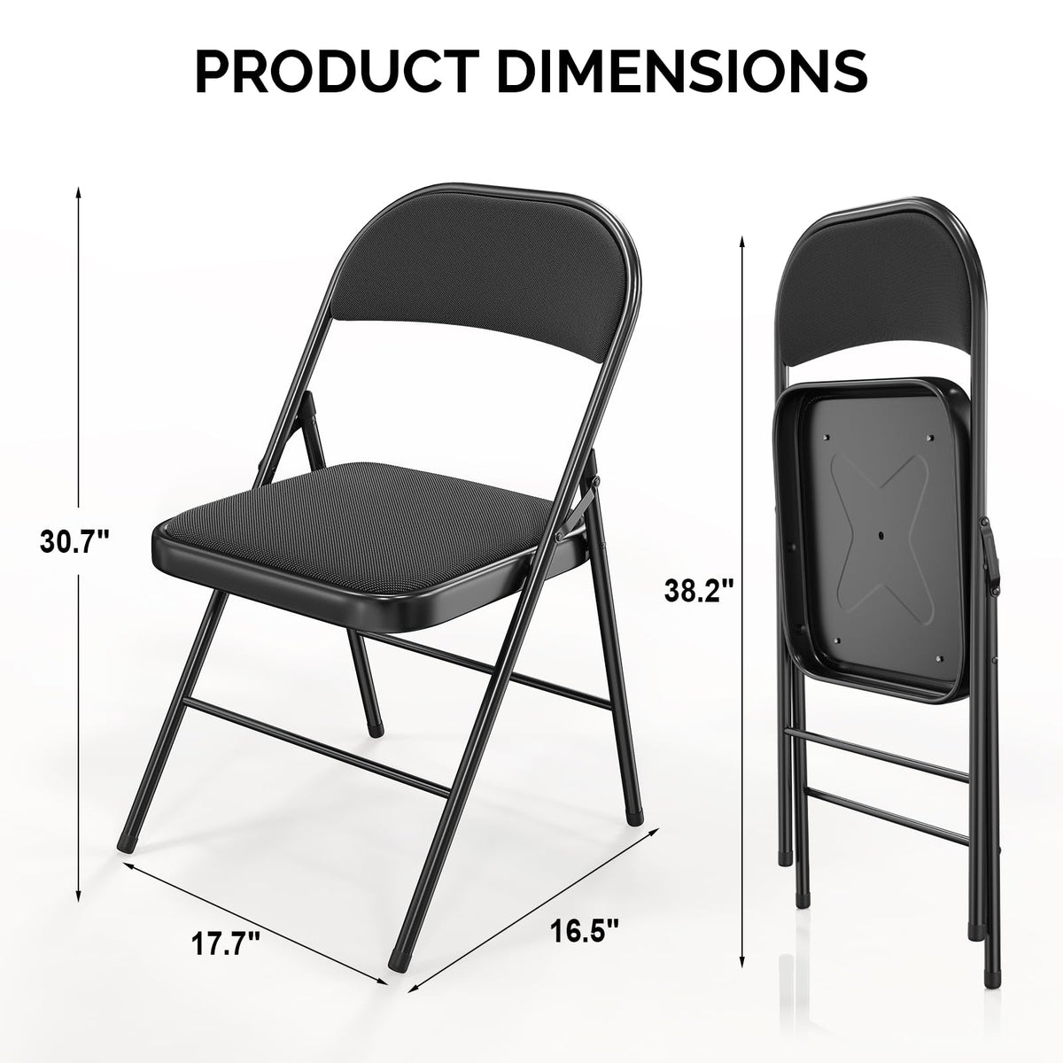 Black Fabric Padded Folding Chairs 10 Pack Z33238