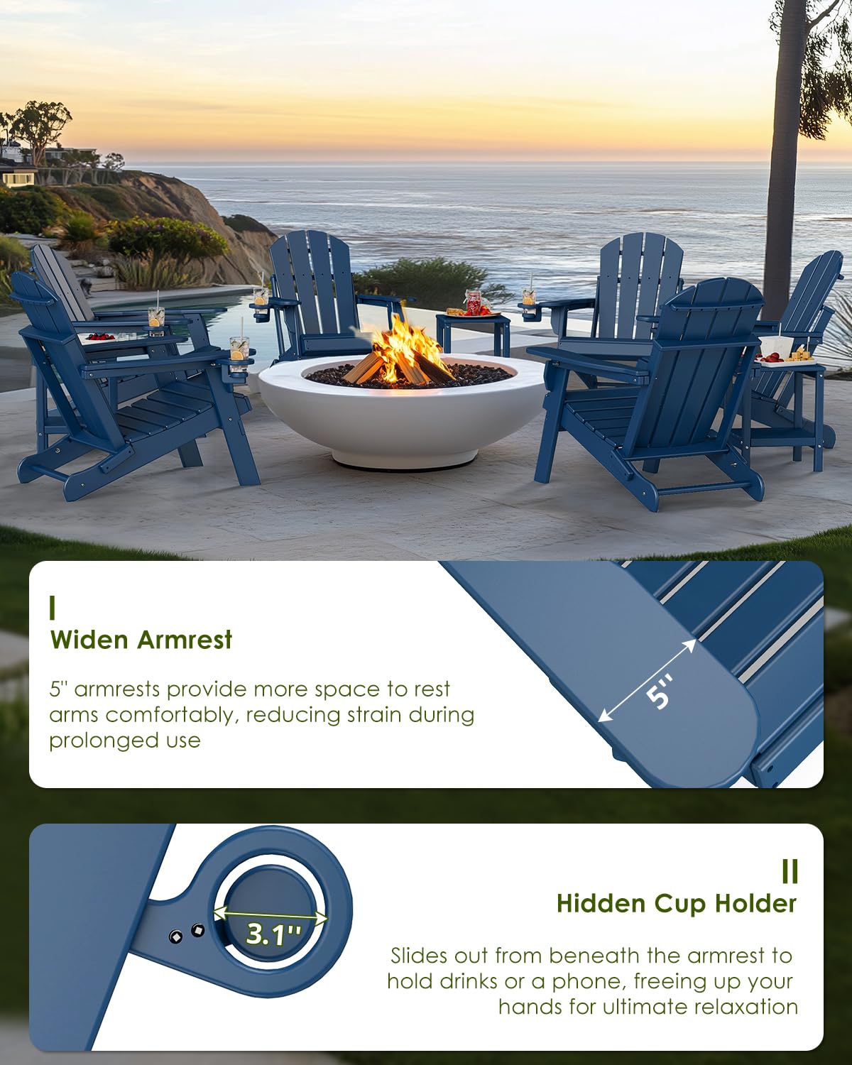 Folding Adirondack Chairs Set of 2 Blue P846732