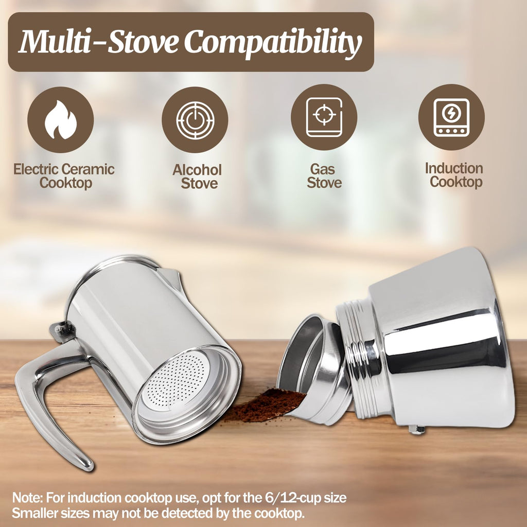 12 Cup 304 Stainless Steel Moka Pot E556