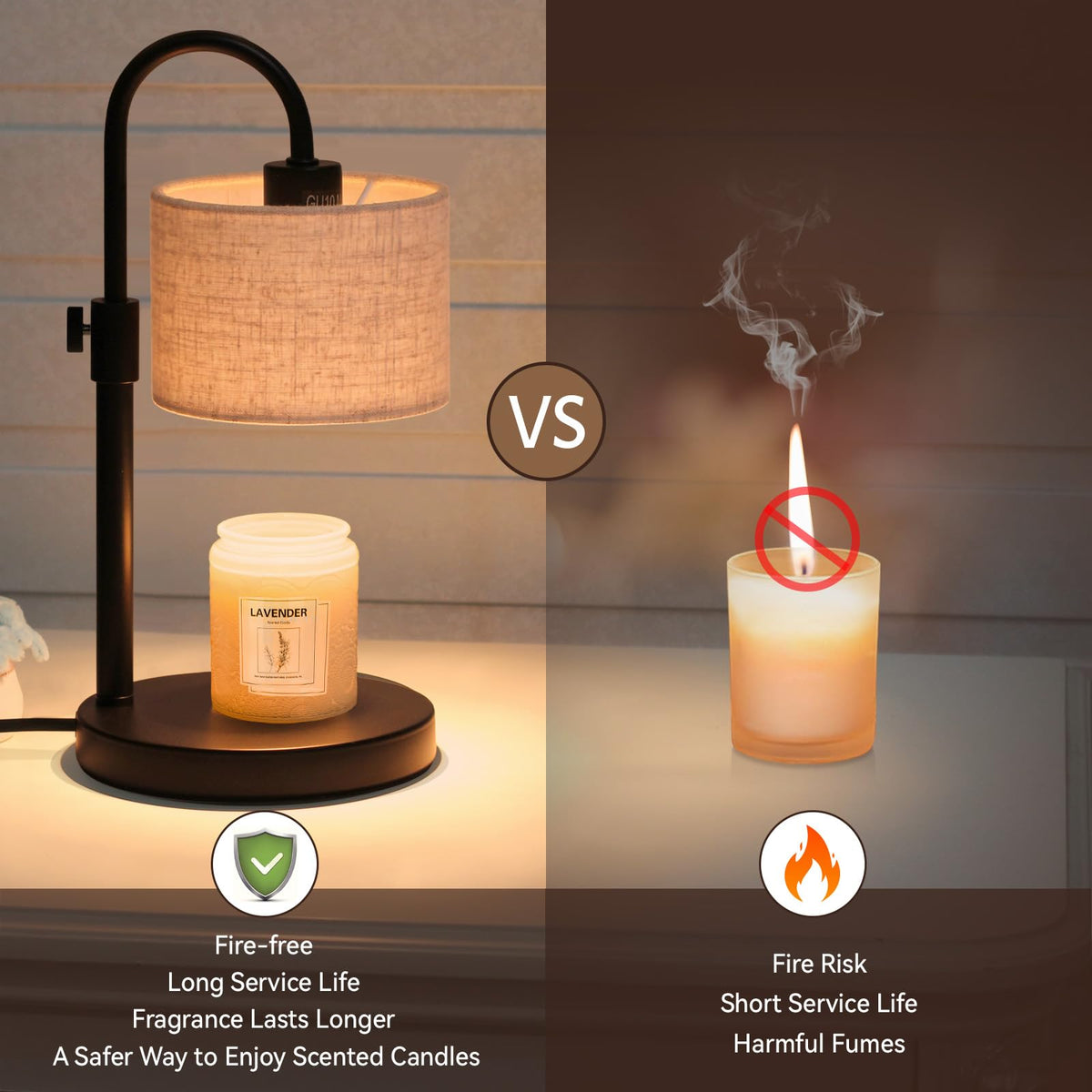 Candle Warmer Lamp with Timer, Adjustable Height P53464