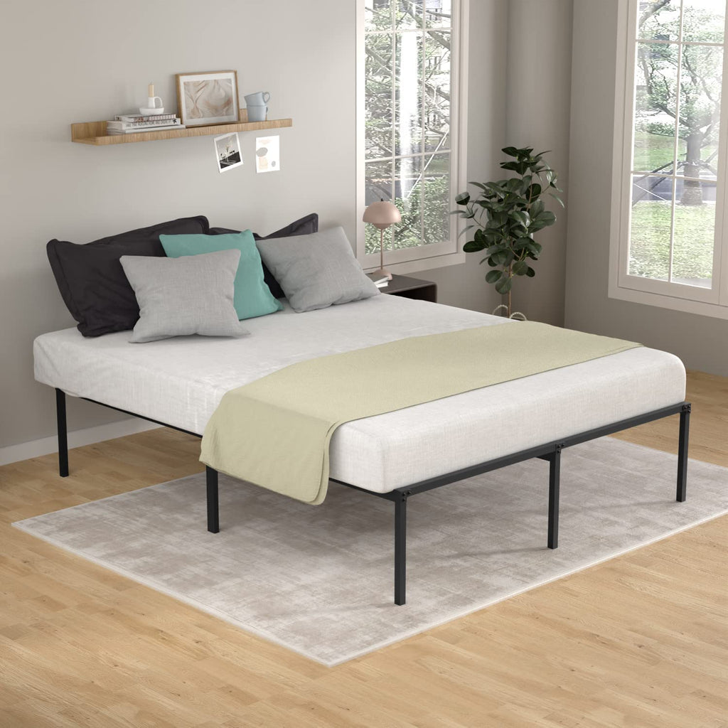 18 Inch Black Metal Full Size Platform Bed Frame with Storage T2781