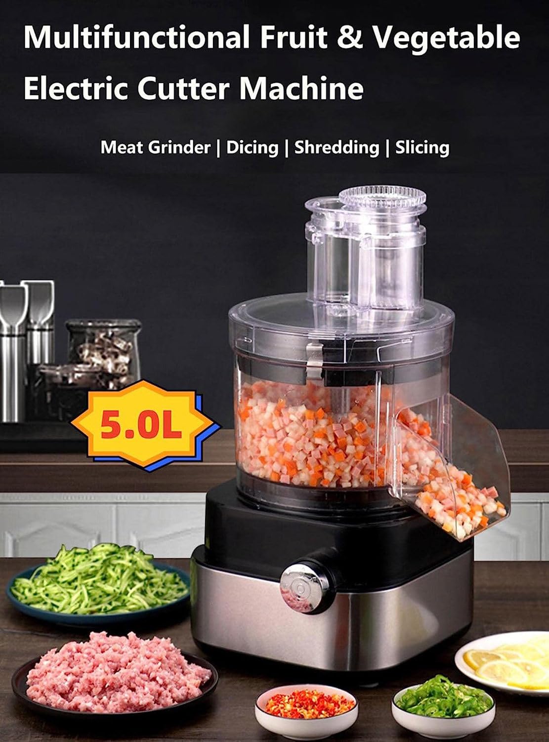 600W 4 in 1 Electric Vegetable Dicer with Dicing Molds H573