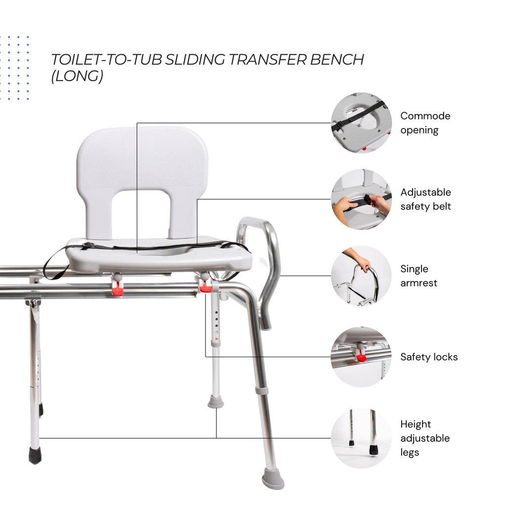 Toilet-to-Tub Transfer Bench with Cut Out Seat C731829