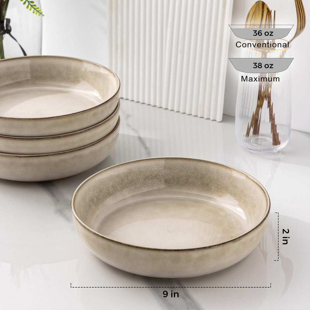 8.75'' 38oz Ceramic Pasta Bowls Set of 4 H3257