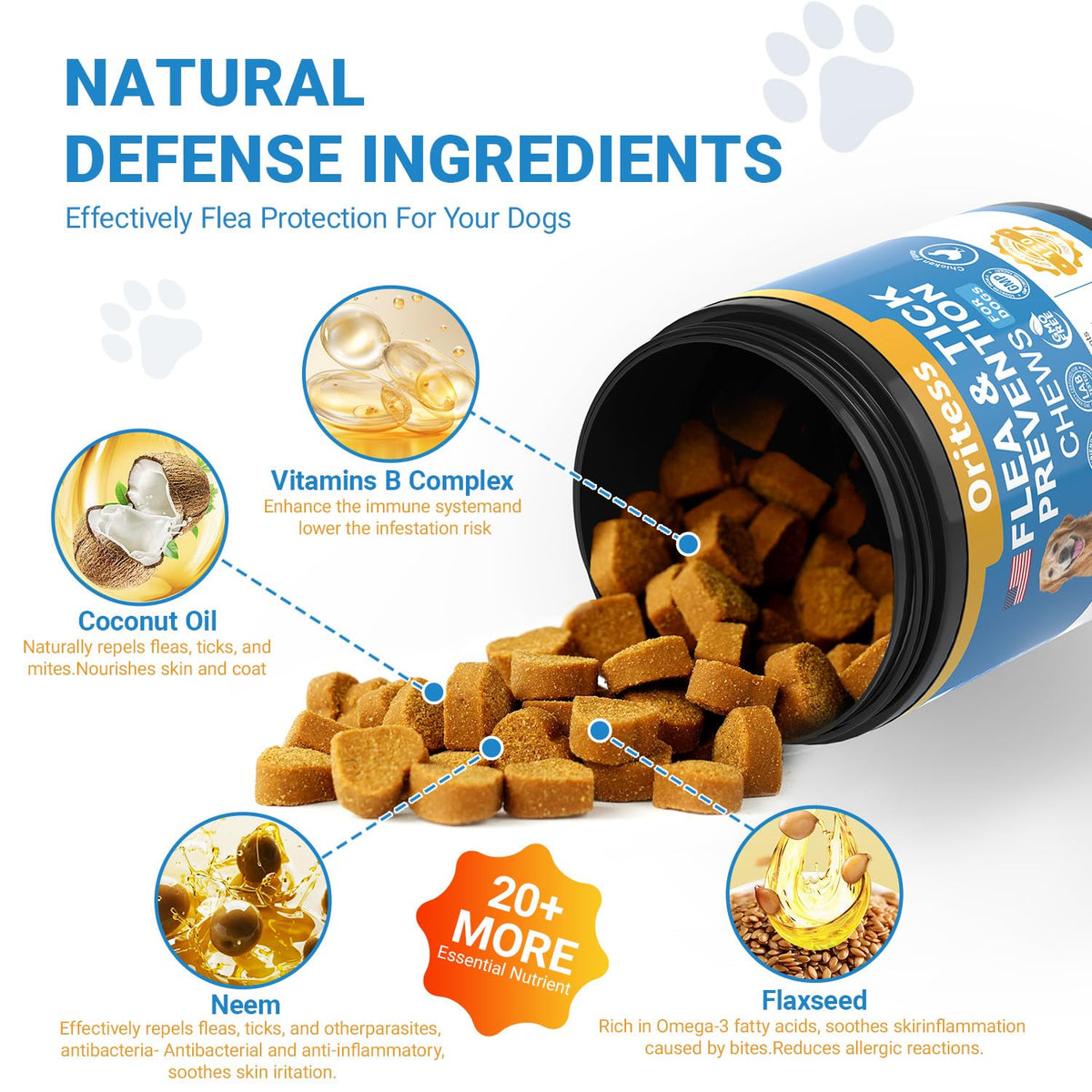120 Soft Chews Flea and Tick Chewables for Dogs Chicken Flavor M293