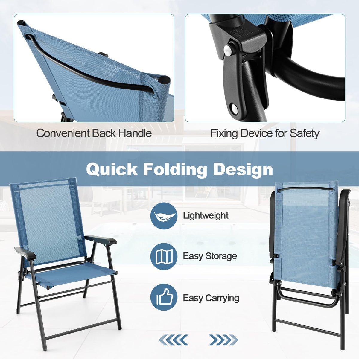 Blue Set of 2 Folding Sling Chairs R19420