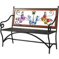 39.7" Black Metal Outdoor Bench with Armrest R66210