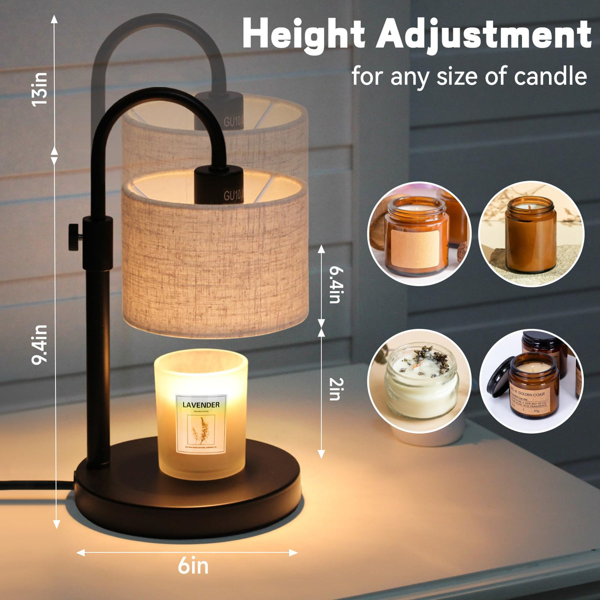 Candle Warmer Lamp with Timer, Adjustable Height P53464
