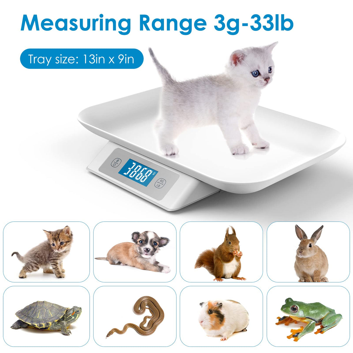 Digital Pet Scale for Small Cats and Animals Grey B465922