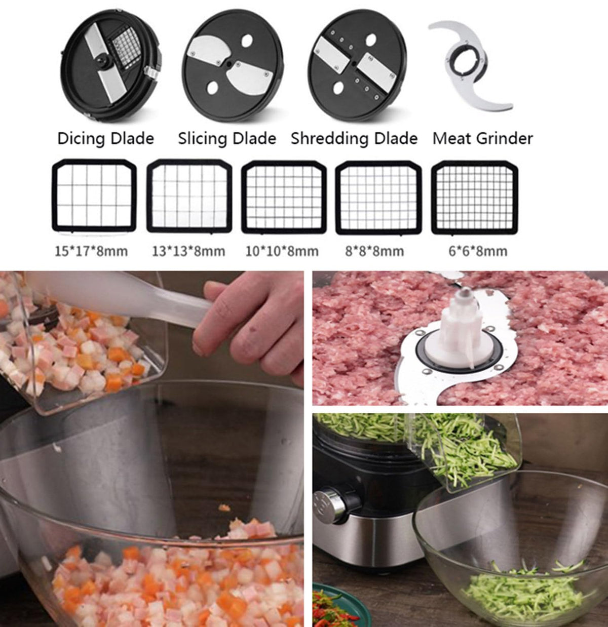 600W 4 in 1 Electric Vegetable Dicer with Dicing Molds H573