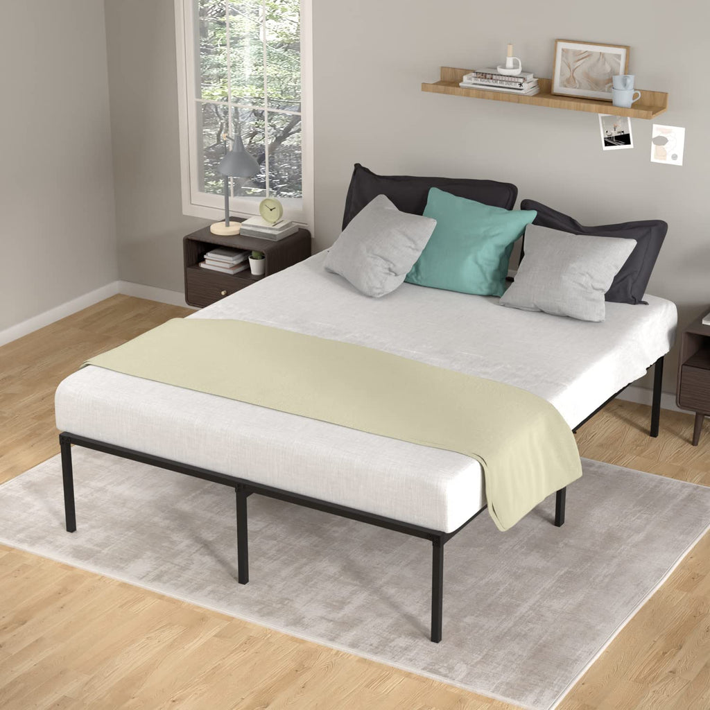 18 Inch Black Metal Full Size Platform Bed Frame with Storage T2781