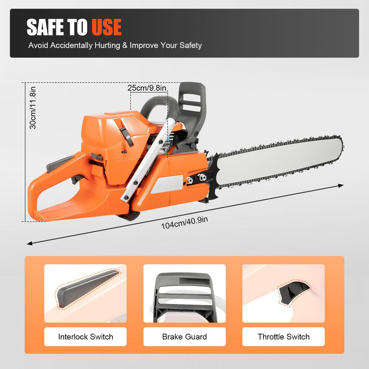 24 Inch 72CC 2-Stroke Gas Chainsaw M845