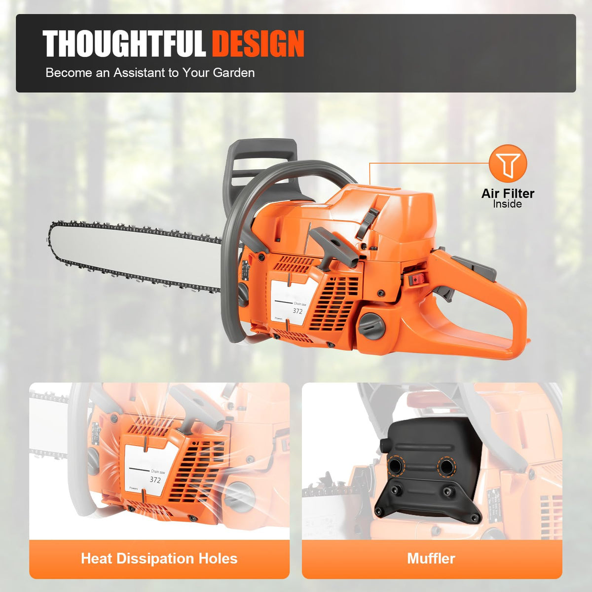 24 Inch 72CC 2-Stroke Gas Chainsaw M845