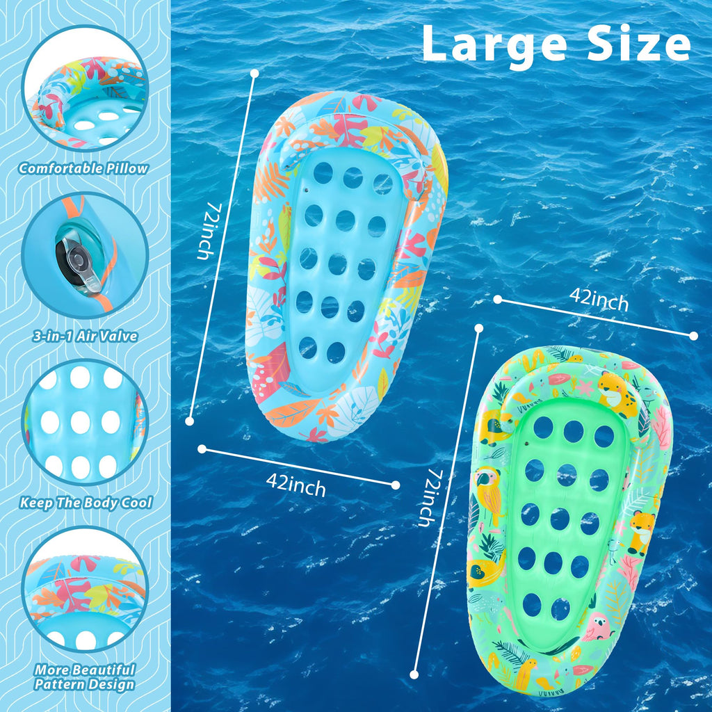4 Pack Inflatable Pool Float Lounger with Headrest U730380