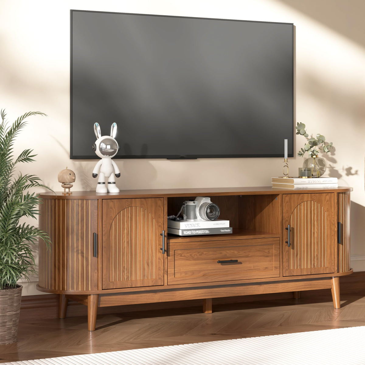 63" Fluted TV Stand with Drawers V5684