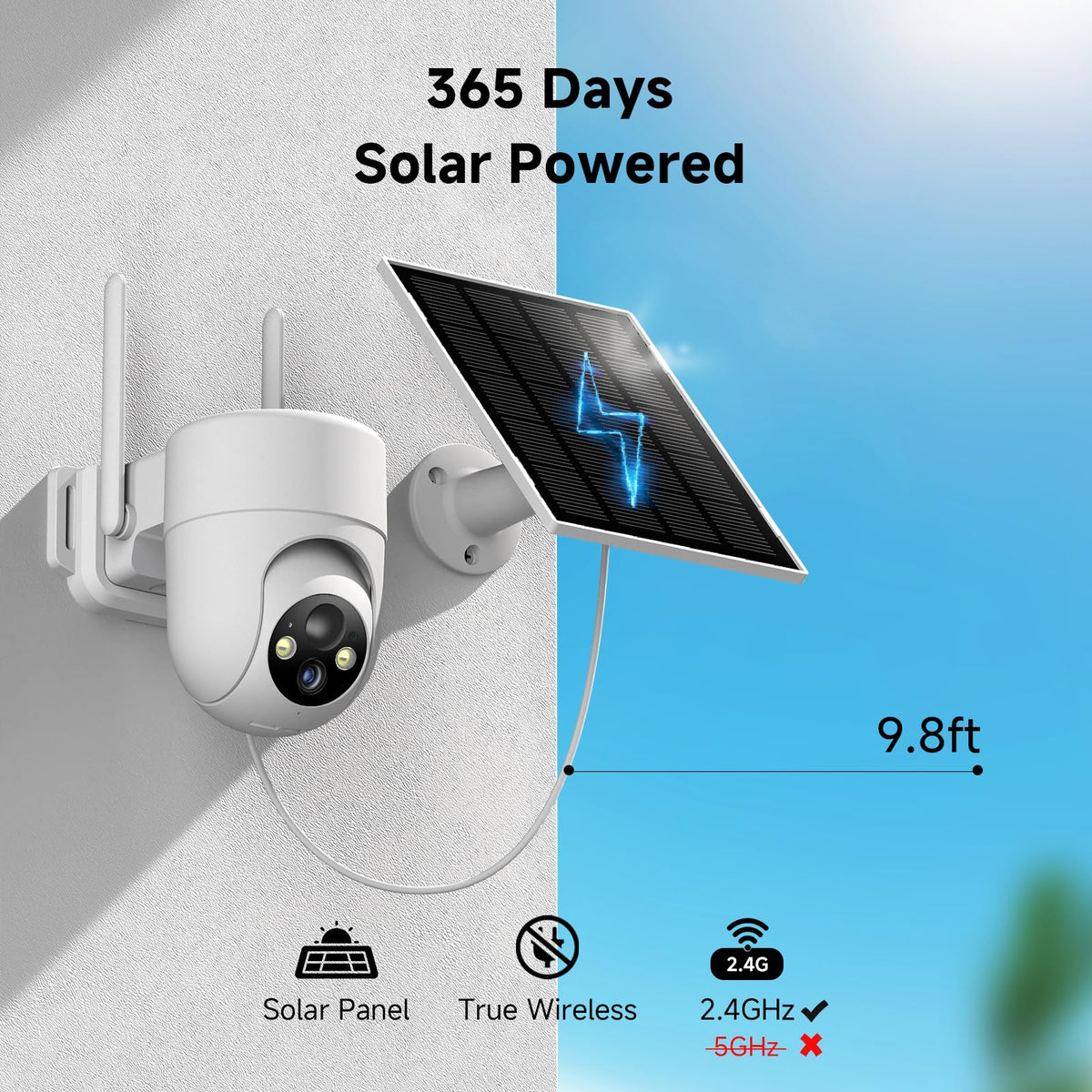 2K Solar Wireless Outdoor Security Cameras with 360° View, 4 Pack, White P5517