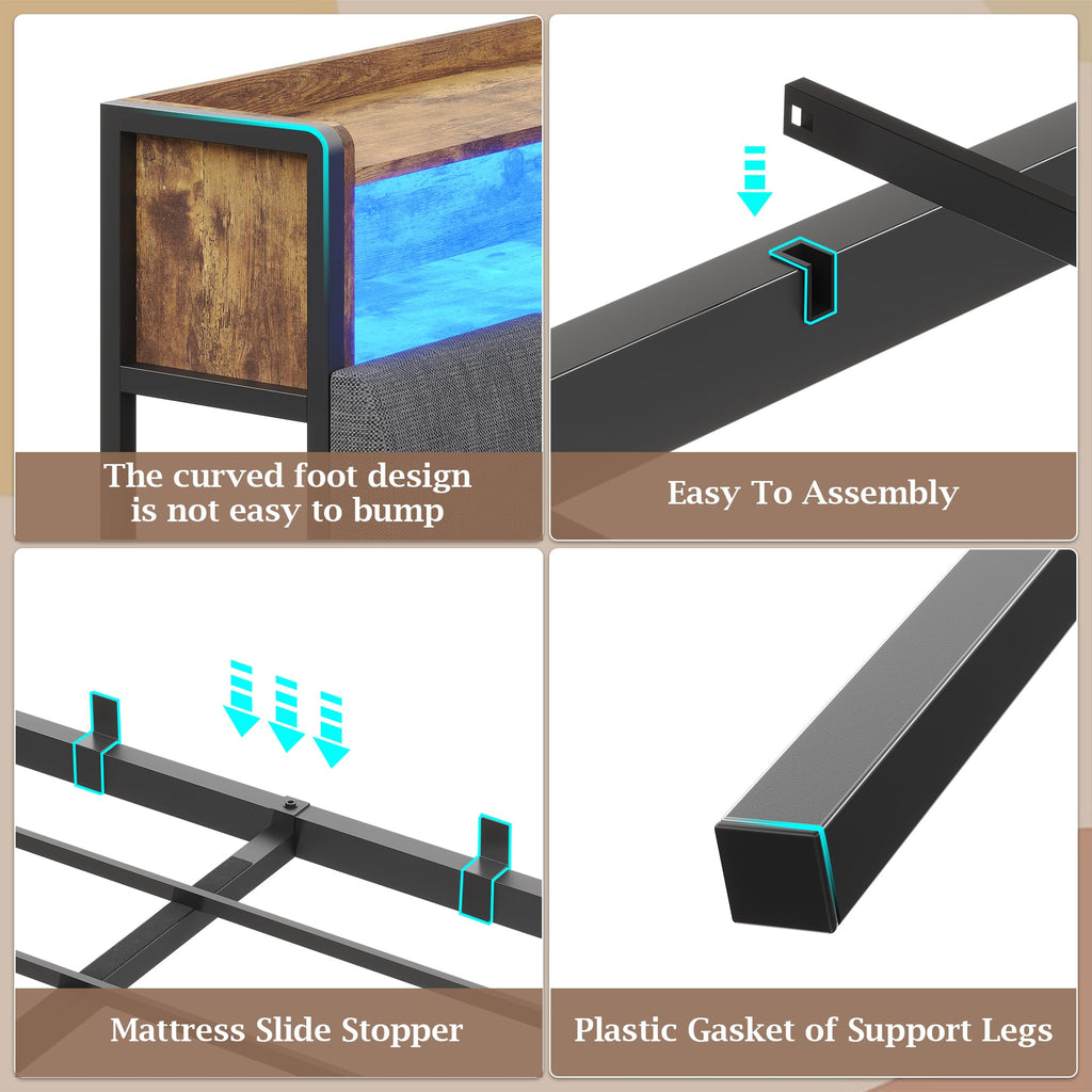 Full Size Corner Bed Frame with Storage and Drawers R846385