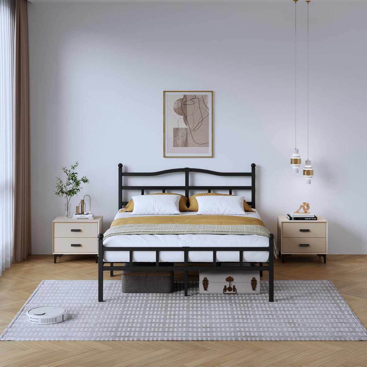 14 Inch Metal Bed Frame Full Size with Headboard Footboard F177