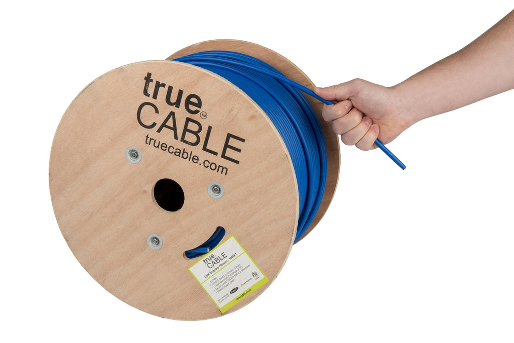 Cat6 Plenum Shielded 1000ft Blue 23AWG Solid Bare Copper Ethernet Cable C2960