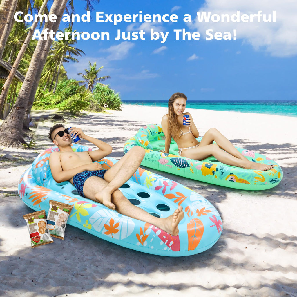 4 Pack Inflatable Pool Float Lounger with Headrest U730380