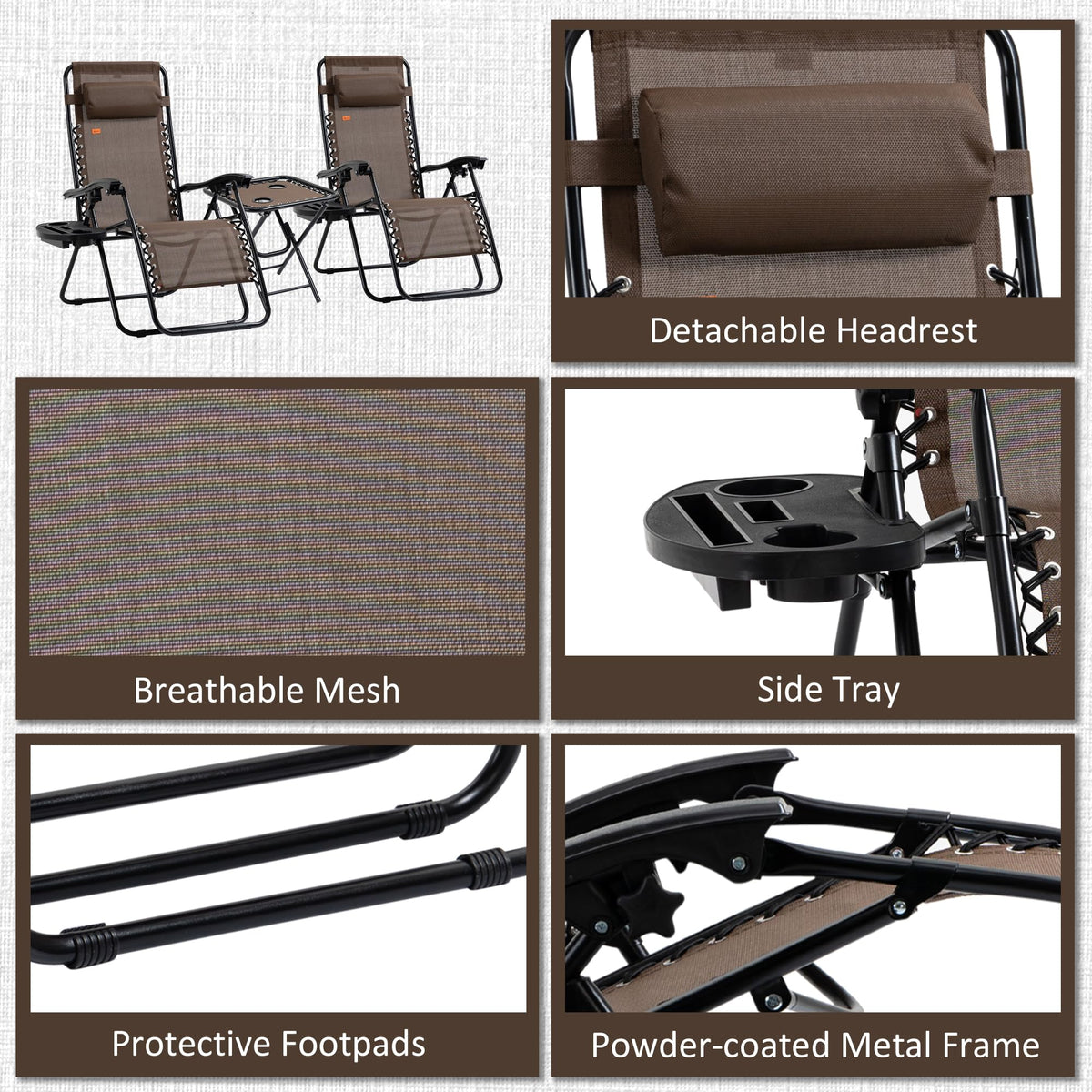 Zero Gravity Chair Set with Side Table E487101