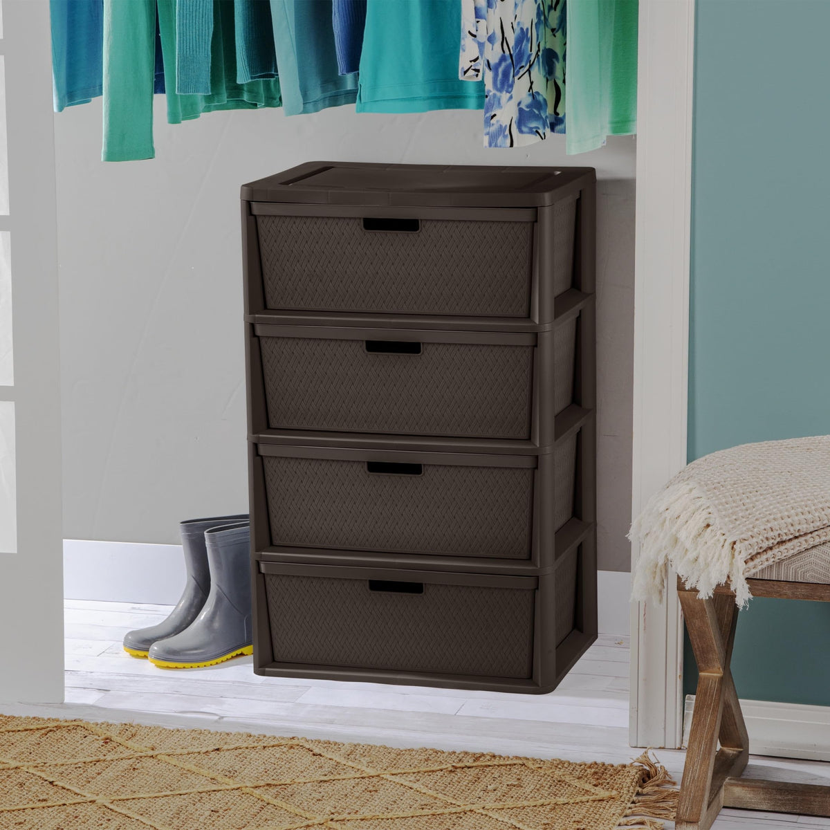 4 Drawer Plastic Storage Organizer Brown I876964