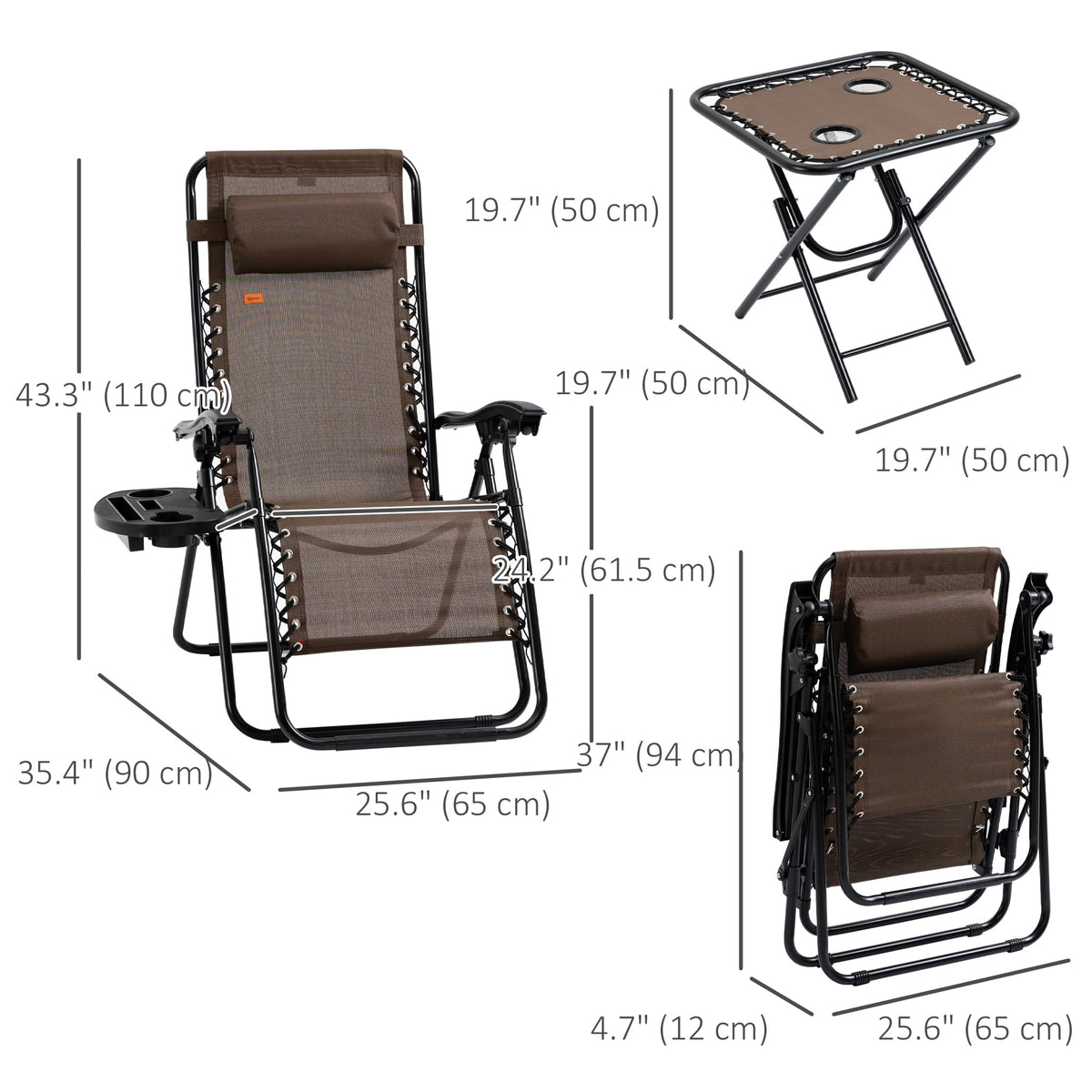 Zero Gravity Chair Set with Side Table E487101
