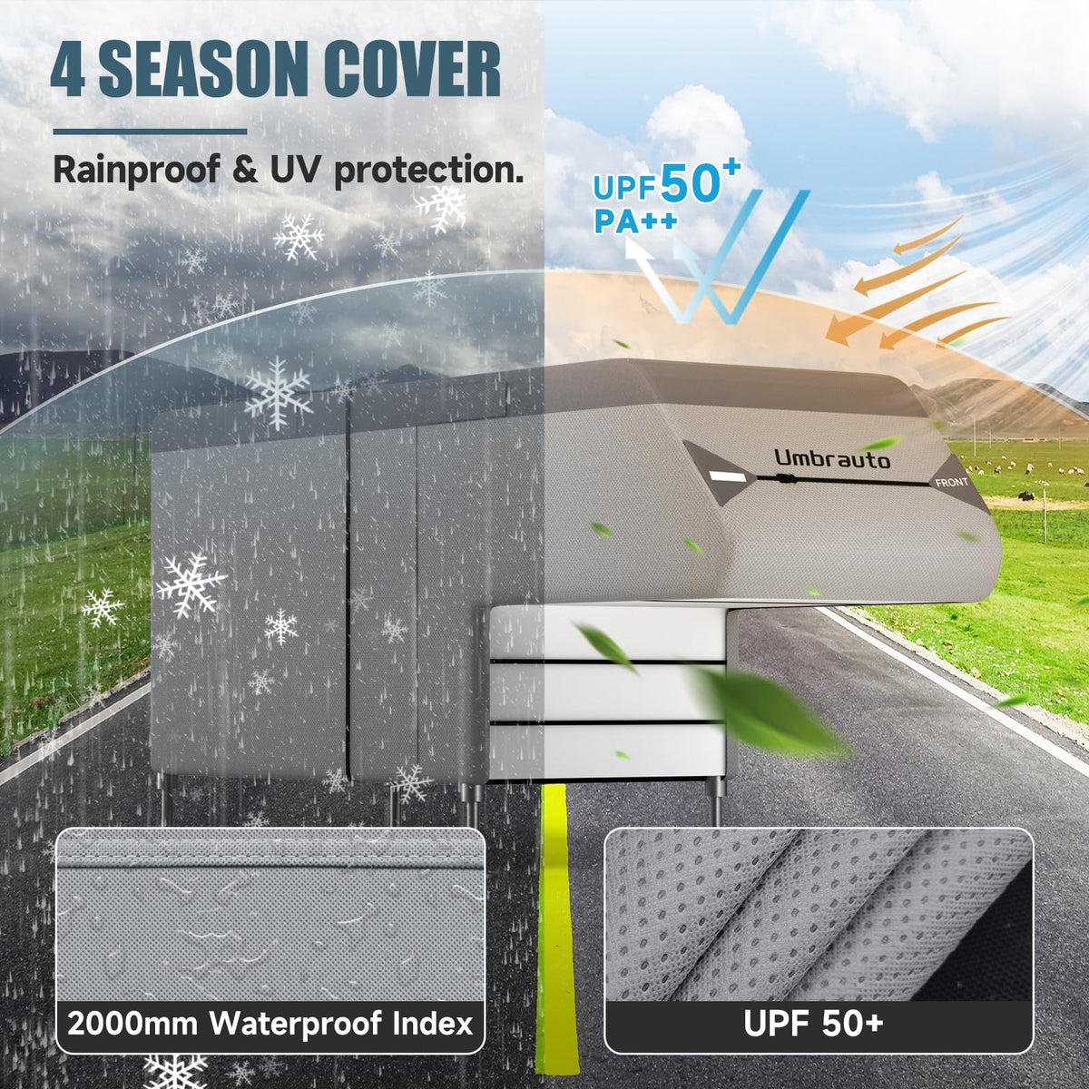 8-10ft Waterproof 7 Layers Truck Camper RV Cover T8383
