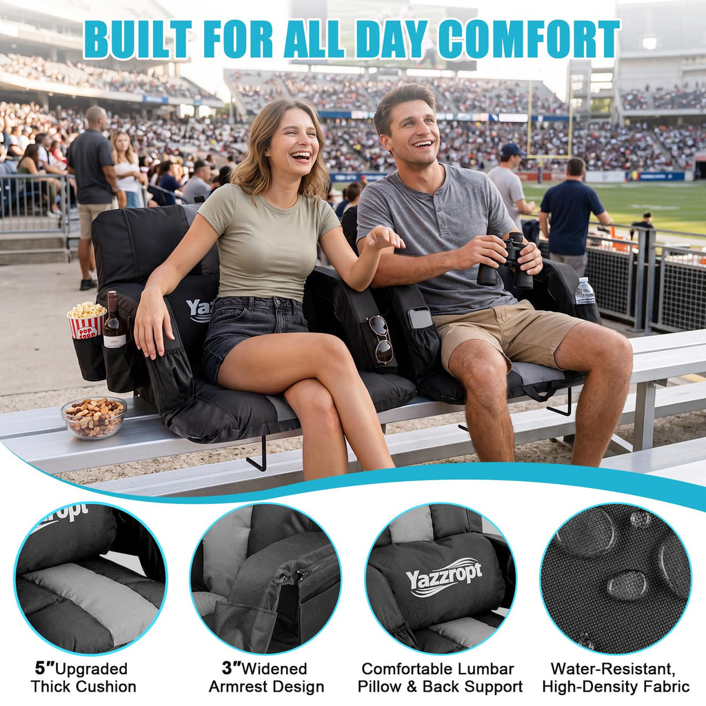 Wide Padded Stadium Seat with Back Support and Cup Holder N32925