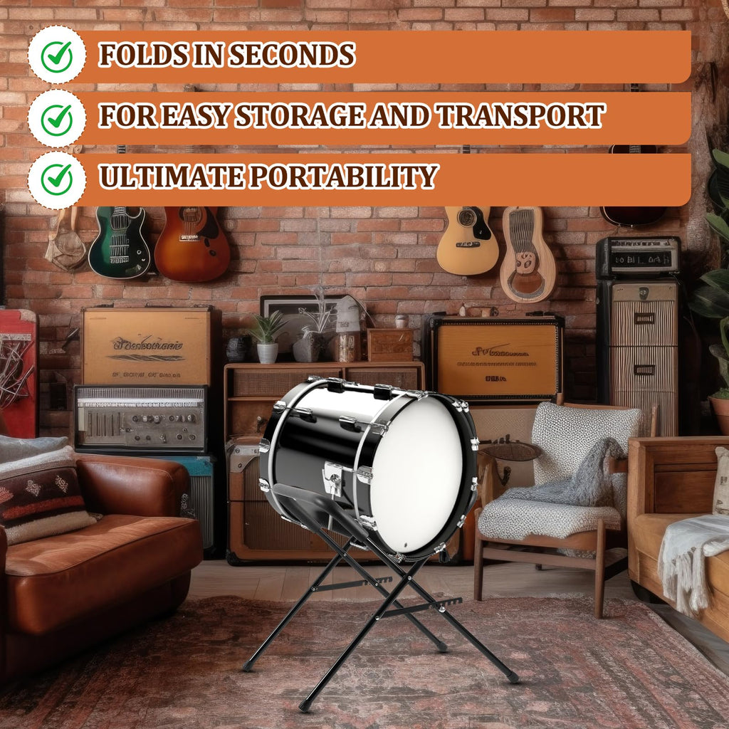 Heavy Duty Folding Bass Drum Stand Adjustable 21 Inches Steel N39582