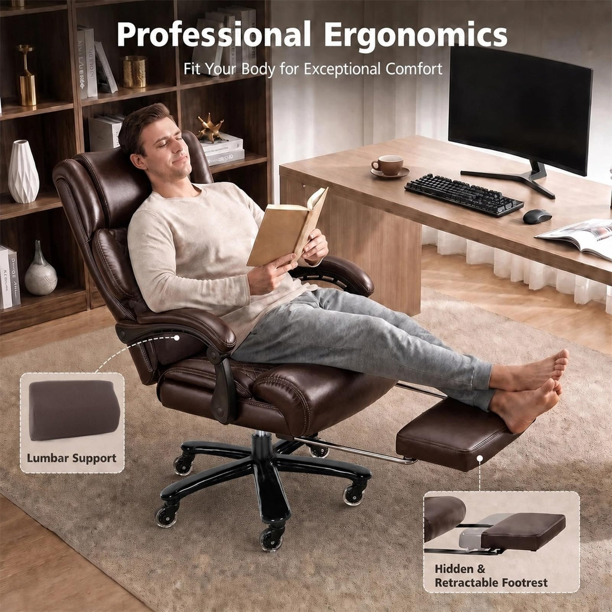 Big and Tall Office Chair with Footrest J5241