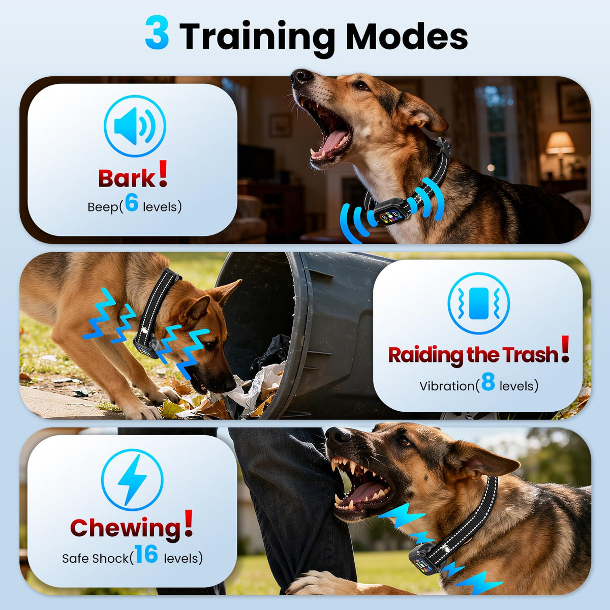 2-in-1 Dog Bark Collar with Remote, 3 Modes, IP67 Waterproof A4452
