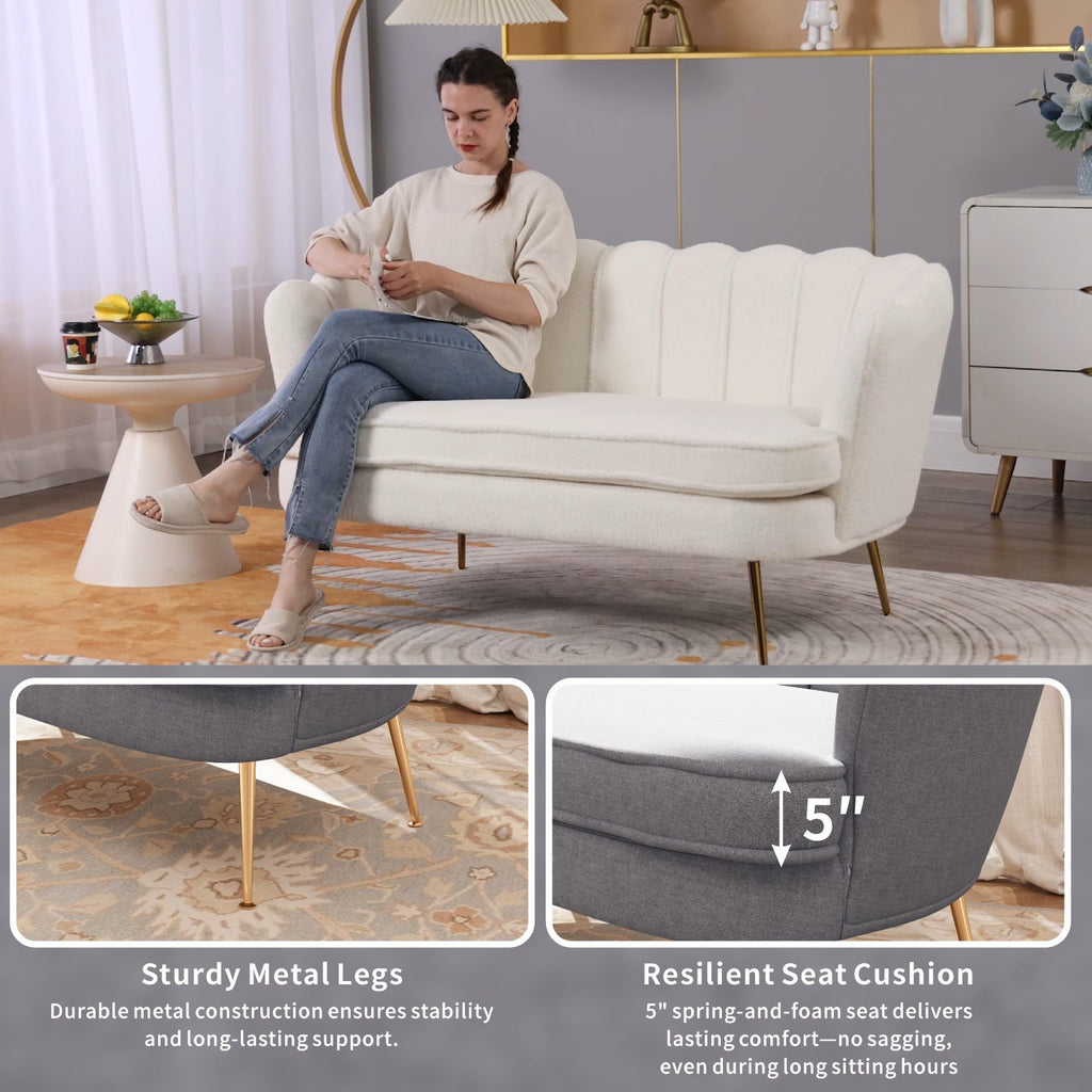 Light Grey Chenille 2-Seater Loveseat Sofa O9772