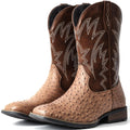 Cowboy Boots for Men Western Ostrich Embroidered Pull On Boots X3089