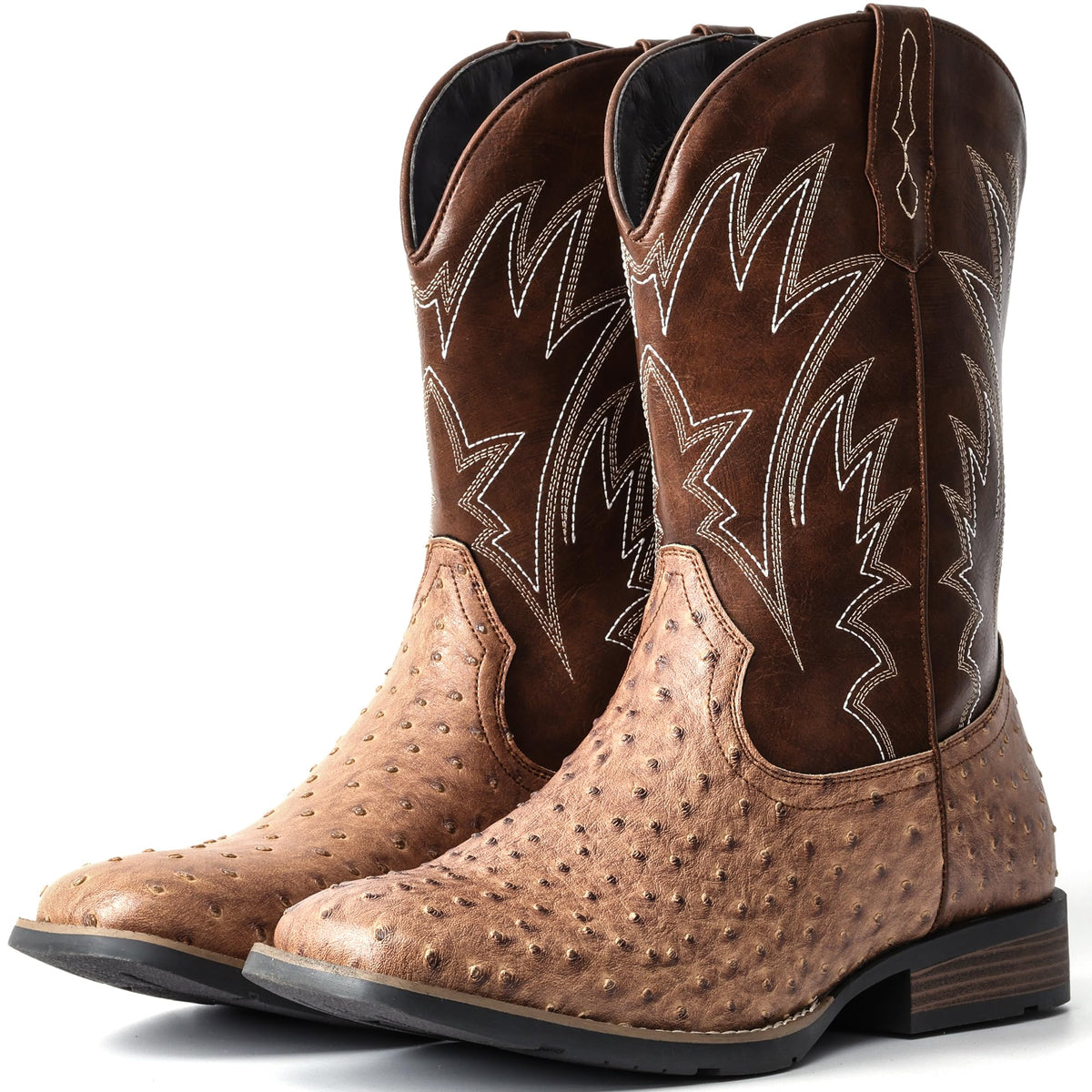 Cowboy Boots for Men Western Ostrich Embroidered Pull On Boots X3089