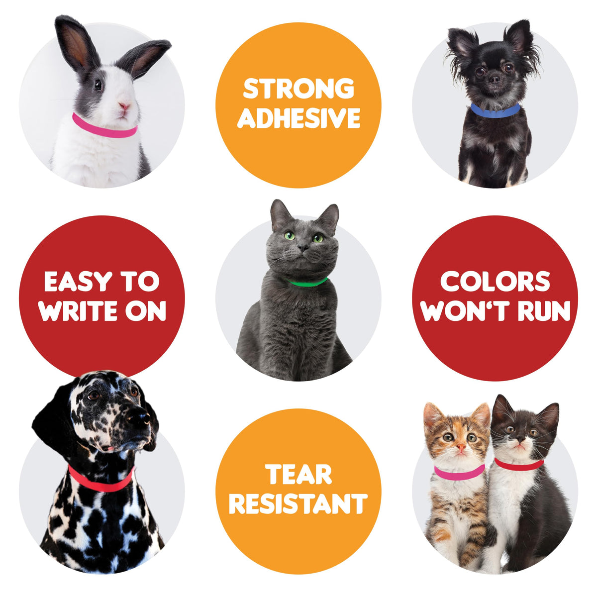 20 Inch 500 Count Waterproof Writable Tear-Resistant Pet ID Collars L762
