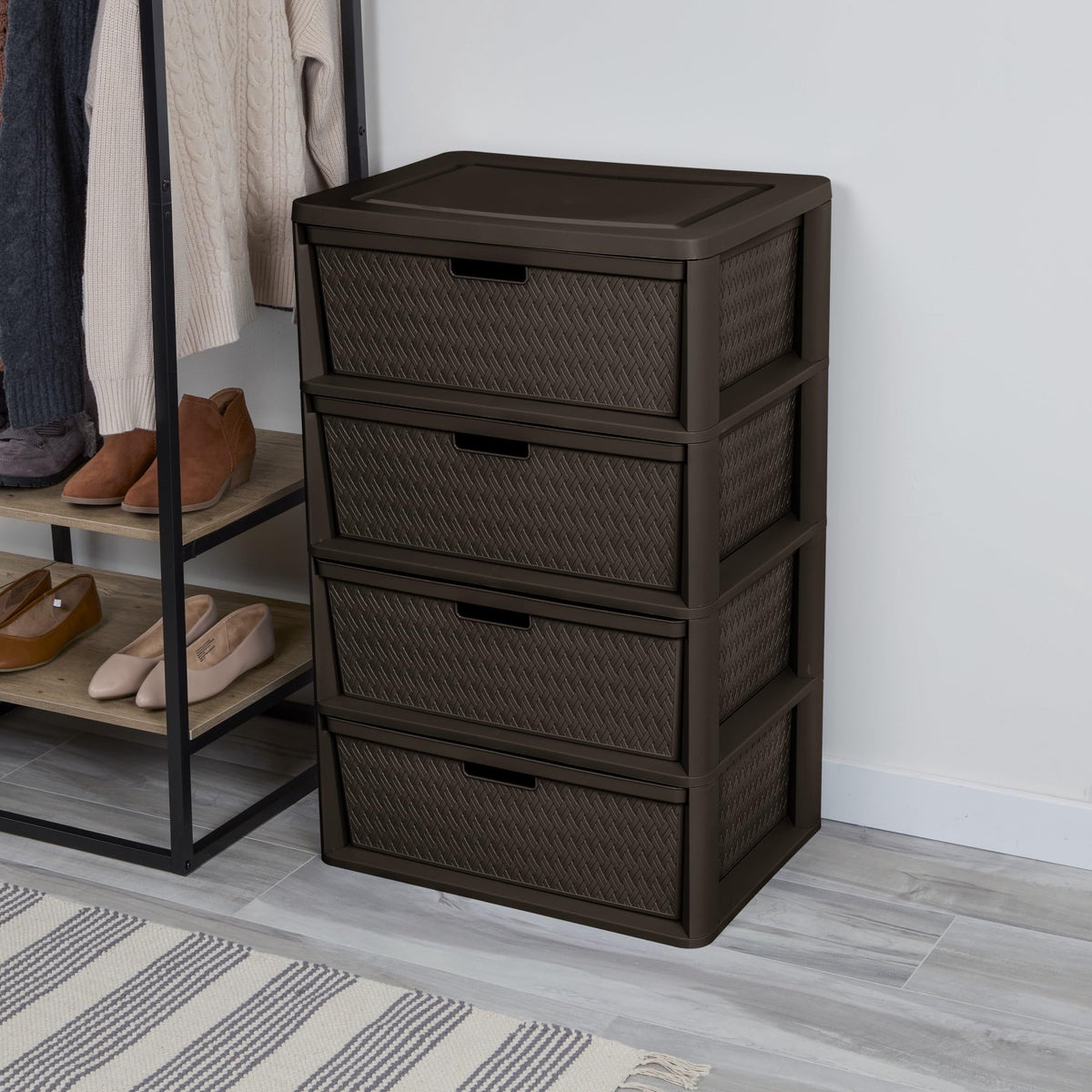 4 Drawer Plastic Storage Organizer Brown I876964