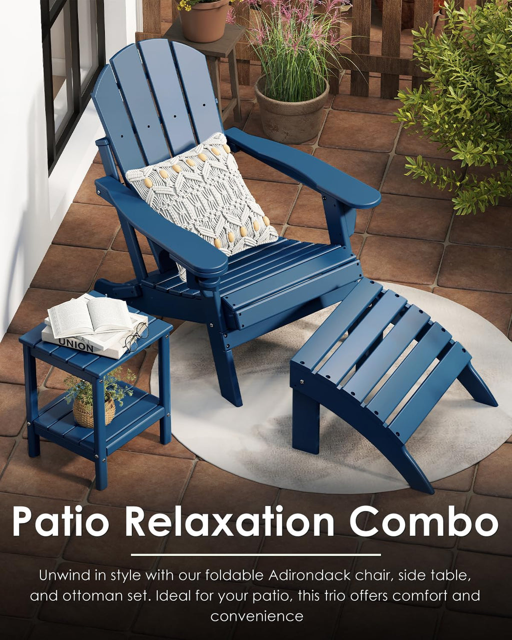 Folding Adirondack Chairs Set of 2 Blue P846732