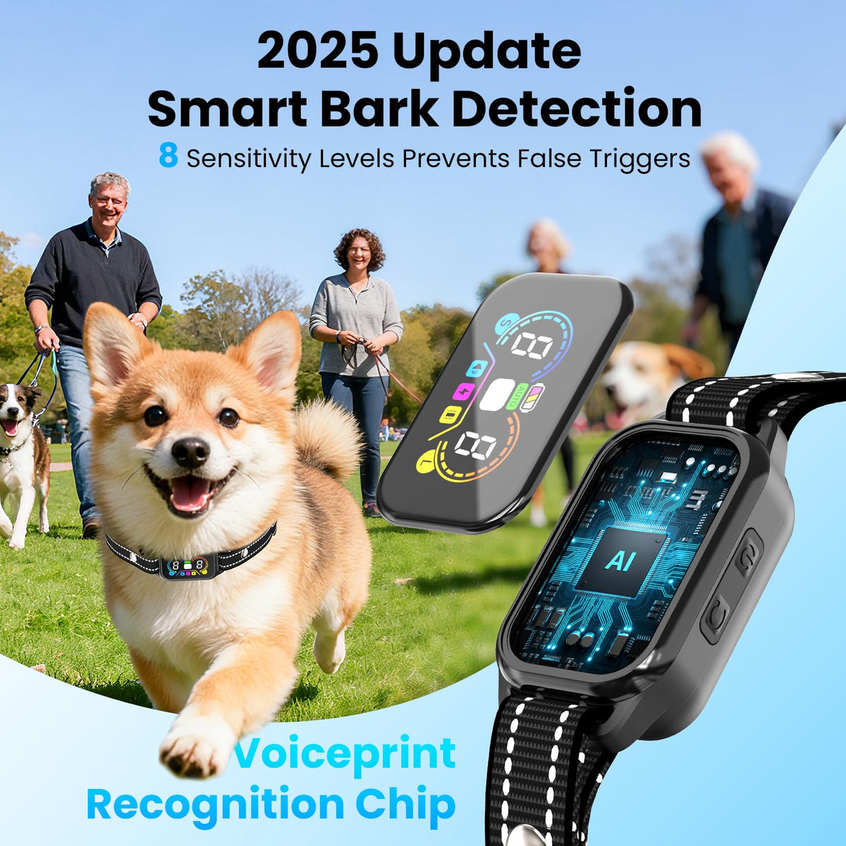 2-in-1 Dog Bark Collar with Remote, 3 Modes, IP67 Waterproof A4452