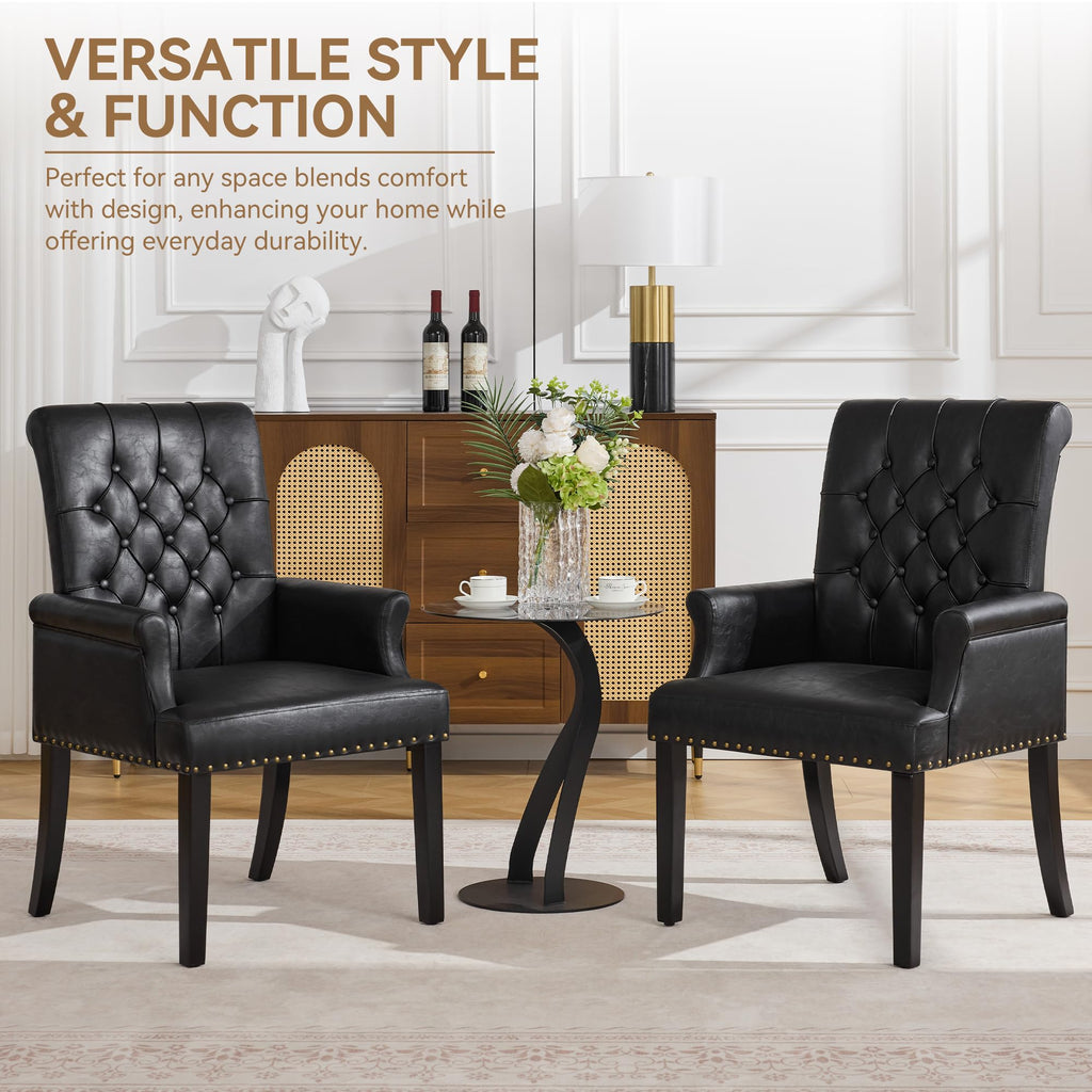 Black PU Leather Dining Chair with Arms V18272