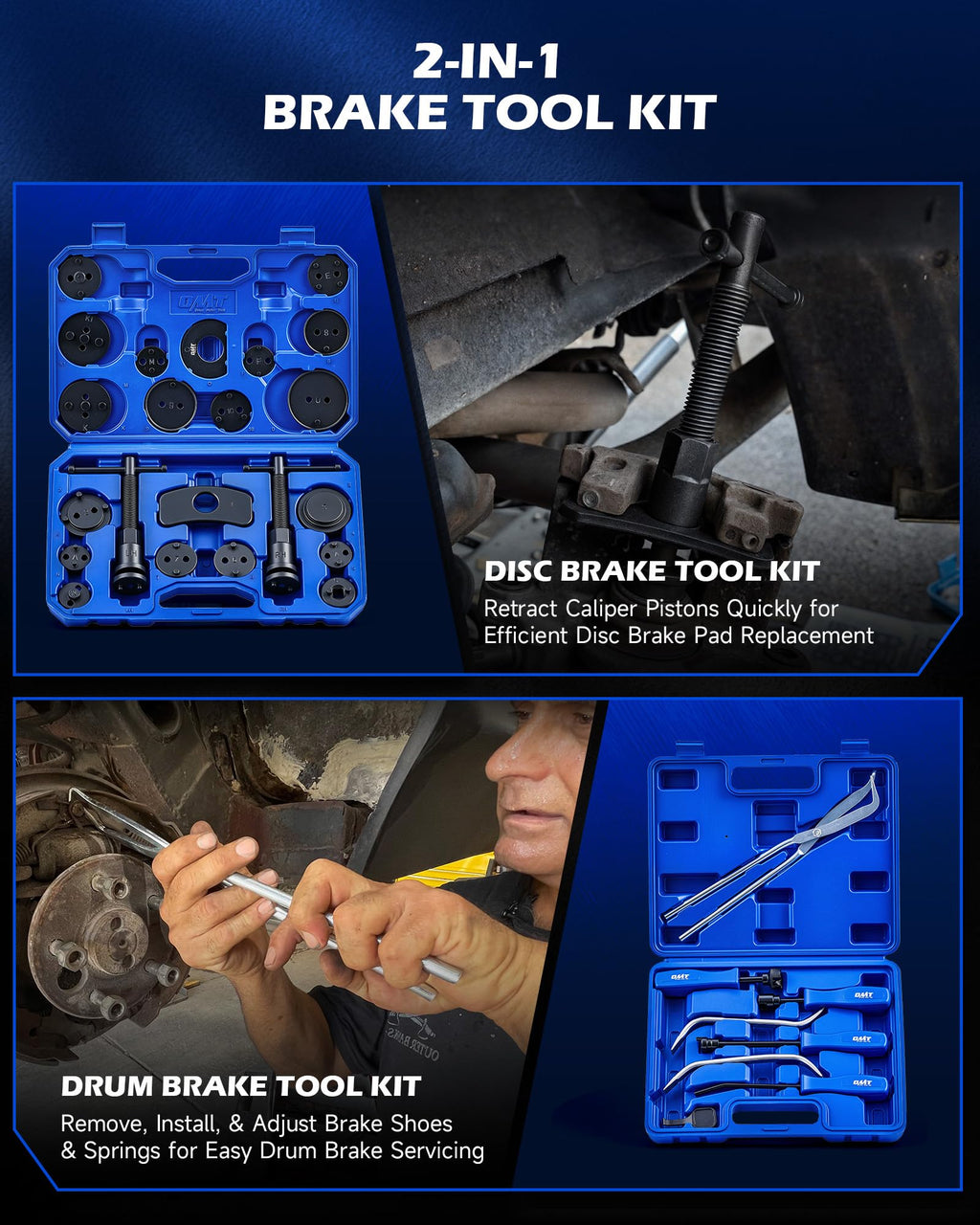 32pc Dual Brake Tool Kit with Caliper Compressor and Drum Brake Set W21309