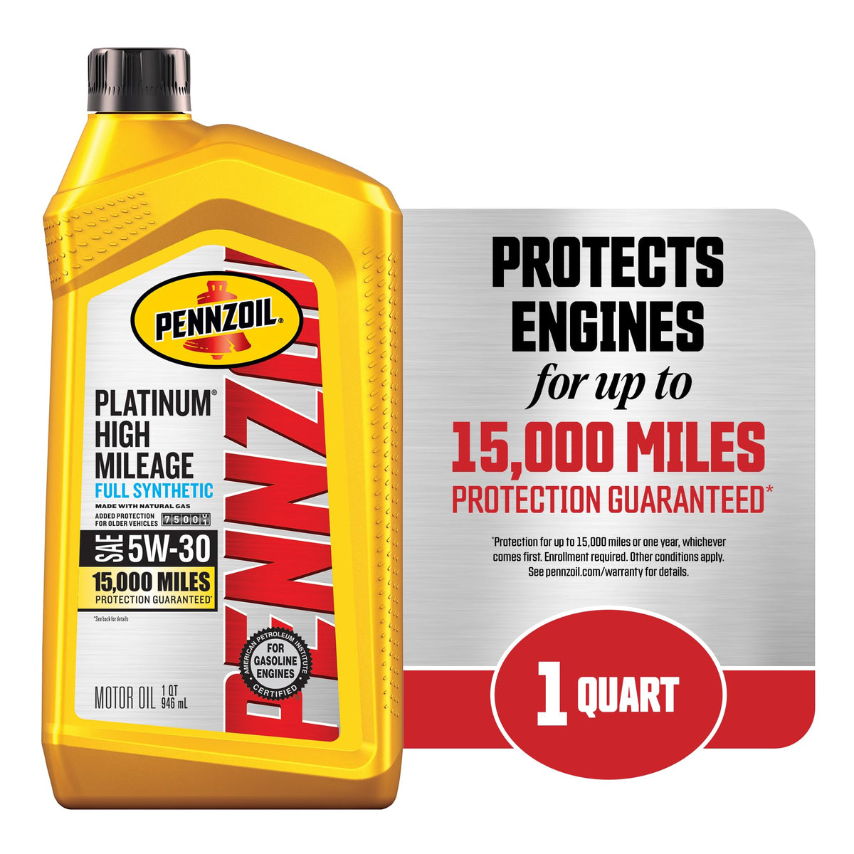 5W-30 Full Synthetic High Mileage Motor Oil, 1 Quart (6 Pack) F8670