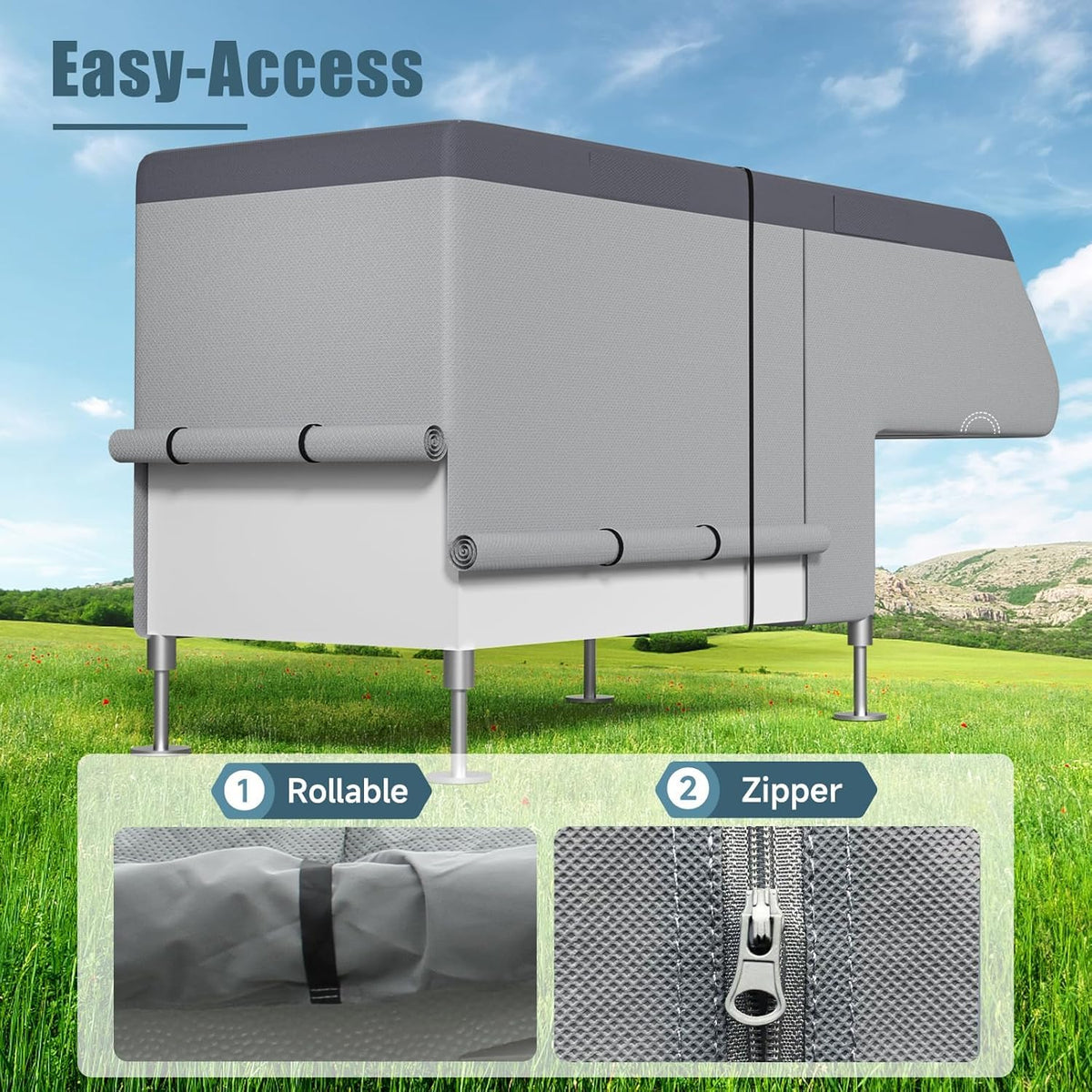 8-10ft Waterproof 7 Layers Truck Camper RV Cover T8383