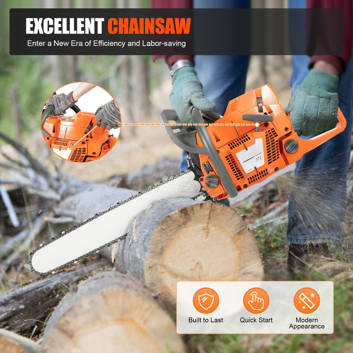 24 Inch 72CC 2-Stroke Gas Chainsaw M845