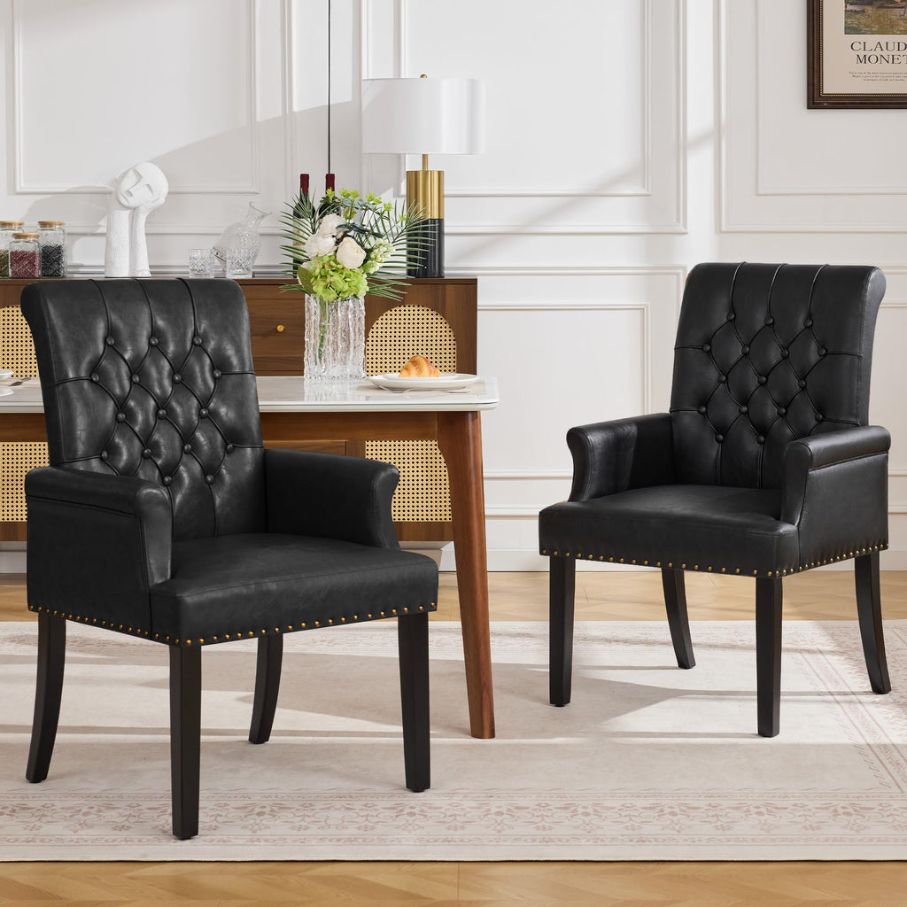 Black PU Leather Dining Chair with Arms V18272
