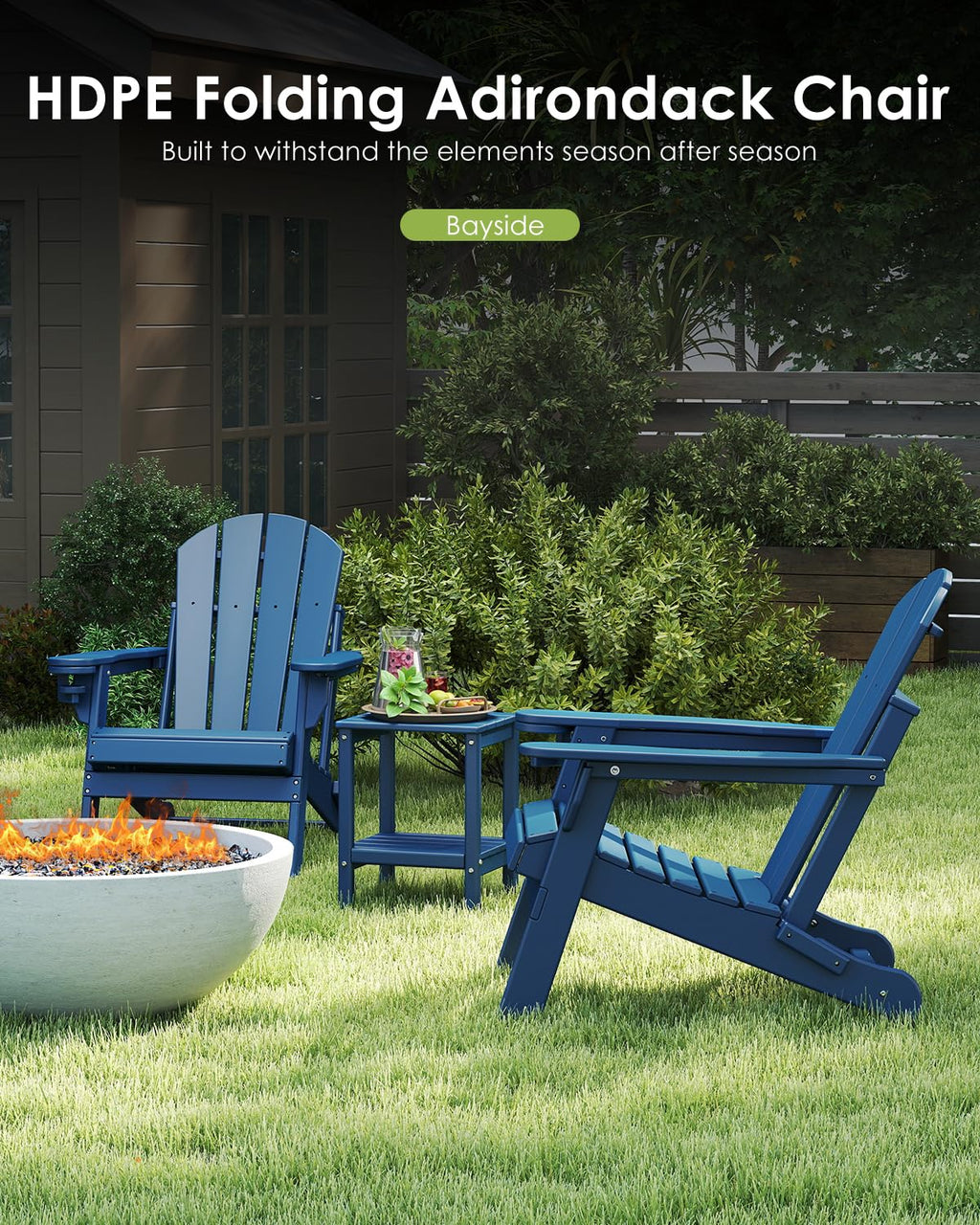 Folding Adirondack Chairs Set of 2 Blue P846732
