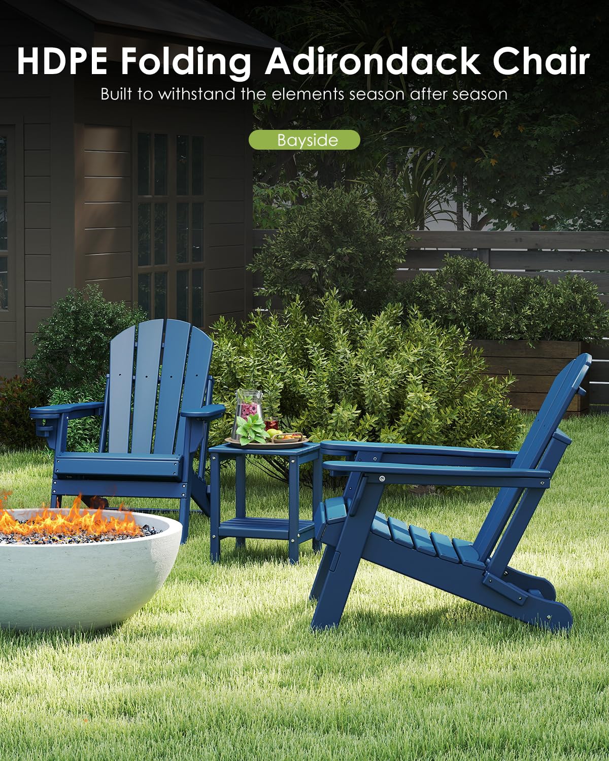 Folding Adirondack Chairs Set of 2 Blue P846732