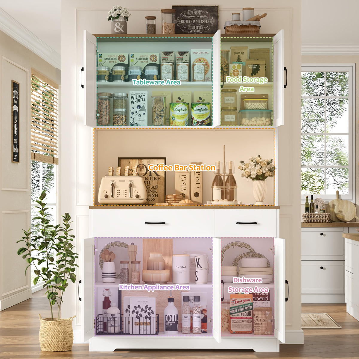 White Kitchen Pantry Storage Cabinet Q39540